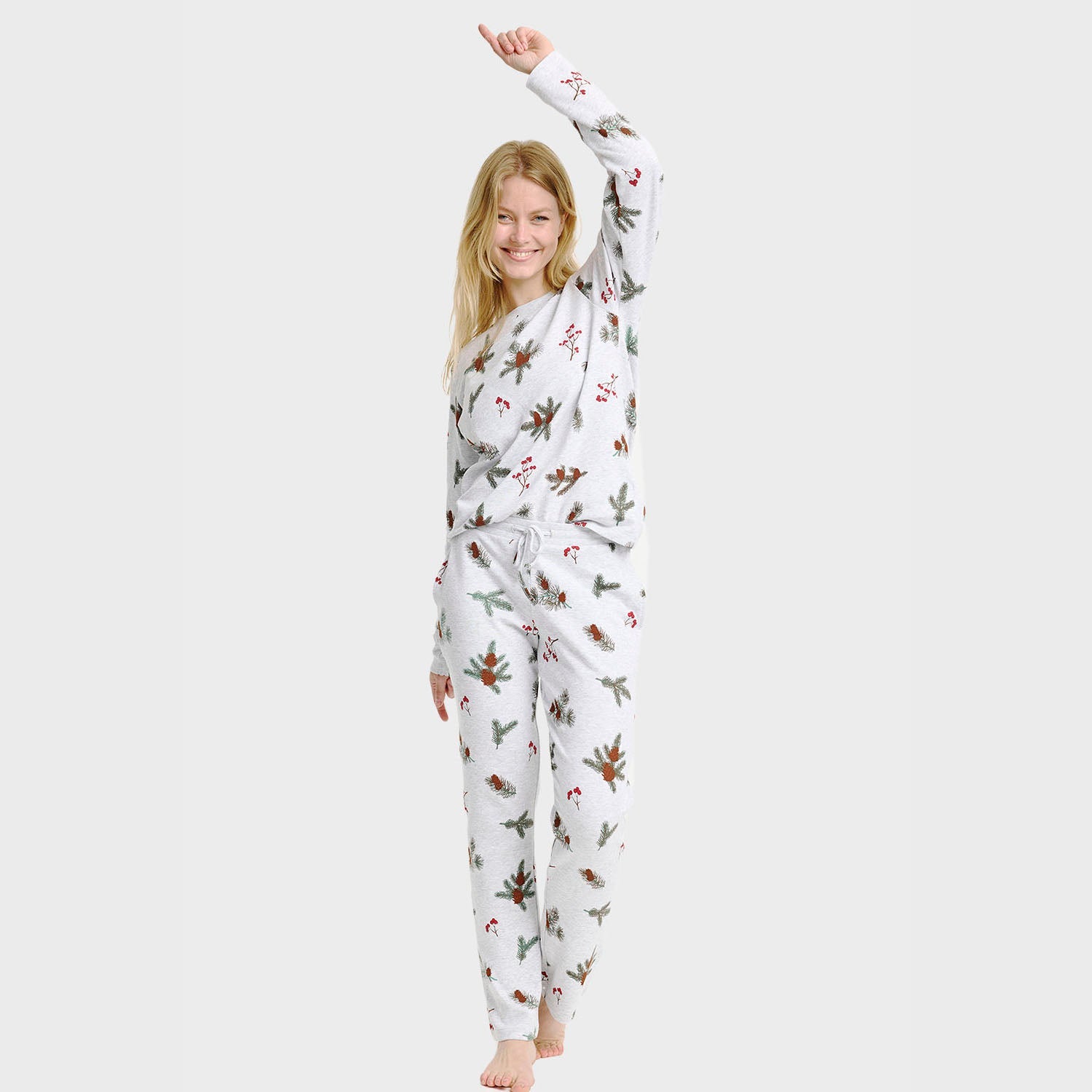 Ribbestrikket pysj – Dame